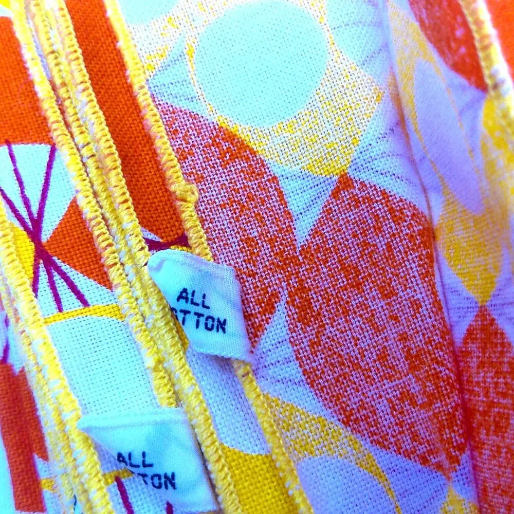 Vintage Vera Neumann Geometric Table Napkins Orange Yellow White Set Of 10